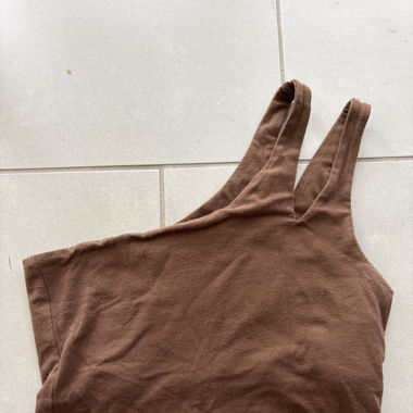 Y2k One-Shoulder Brown Top
