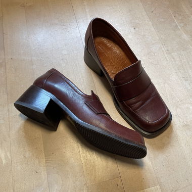 Mocassini marroni con tacco a blocco