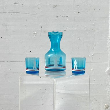 Bar set vintage con decanter e bicchieri per whisky 1950