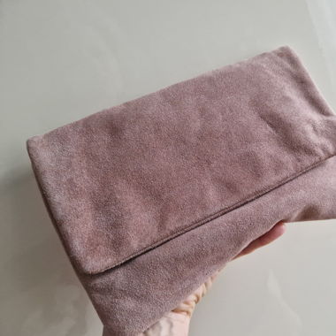 elegante Velourleder-Clutch, rosa