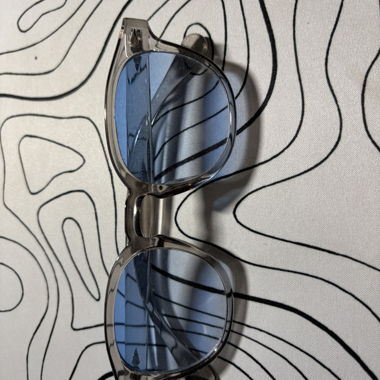 Transparent sunglasses with blue lenses
