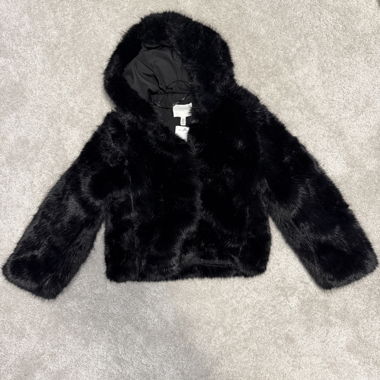 Black Faux Fur Hooded Jacket