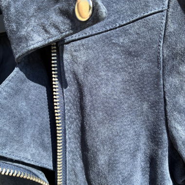 Mango - Veste en cuir bleue - L
