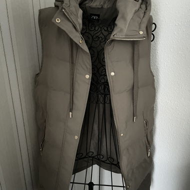 ZARA long padded hooded gilet