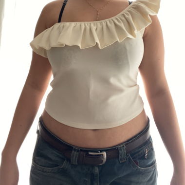 H&M One-Shoulder Top Creme Grösse L