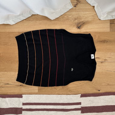 Lacoste Woll-Westenpulli, schwarz gestreift