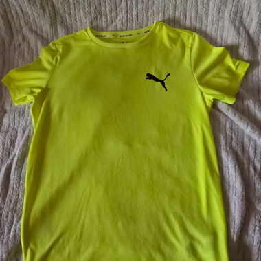 T-shirt sportiva Puma giallo fluo, taglia 11-12 anni