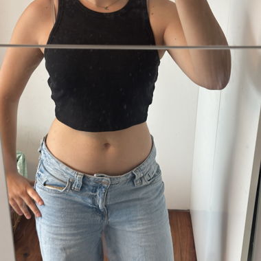 Black Ribbed Crop Top