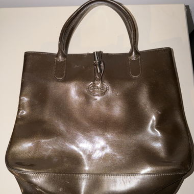 Borsa tote in pelle Longchamp marrone