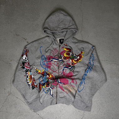 Ed Hardy Butterflies Zip Up Hoodie Size M