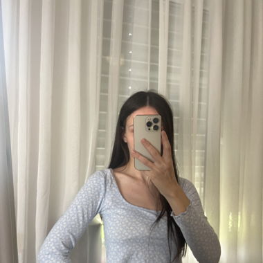 Lightblue flower croptop h&m