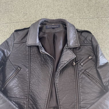 Black leather biker jacket
