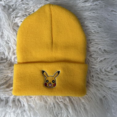 Yellow Pikachu cuffed beanie