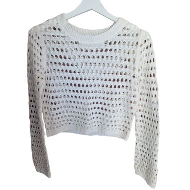 Maglione bianco a maglia traforata