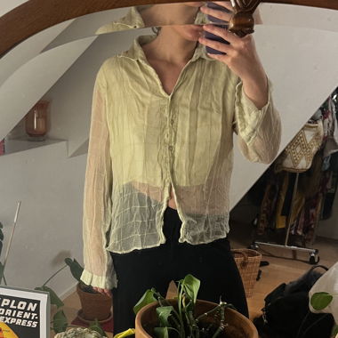 Transparente Bluse grün