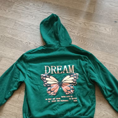 Sweat à capuche papillon vert