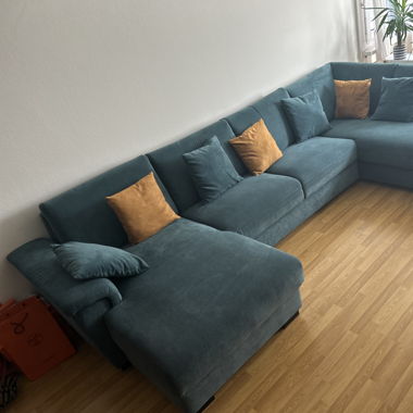 Large aquamarine sofa
