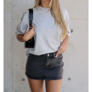 Gonna mini in denim WHITE FOX Black
