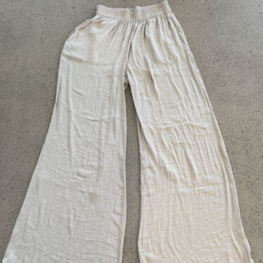 Pantalon large en tissu Zara, crème, taille XS