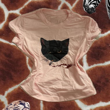 Rosa T-Shirt mit Katzenmotiv