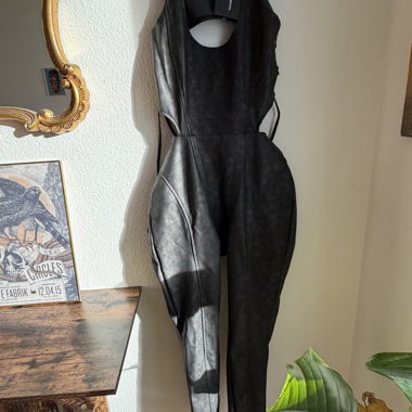 Vintage leather corset jumpsuit