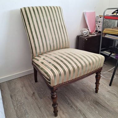 Green/light yellow corduroy velvet armchair