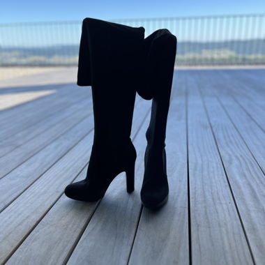 Black suede boots, size 36