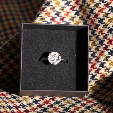 Bague Lune en argent 925 avec diamant naturel