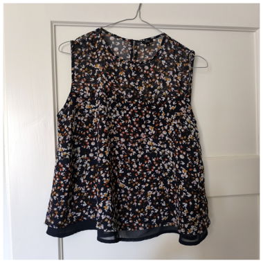 Top Bleu Marine à Fleurs