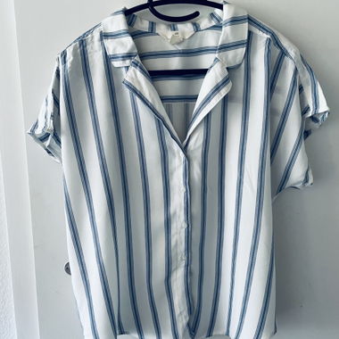 Summer Blouse Blue-White Striped 