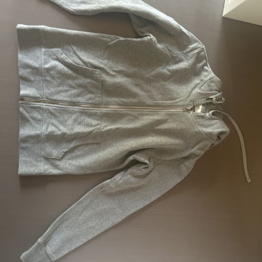 Grey Hooded Jacket with Zipper