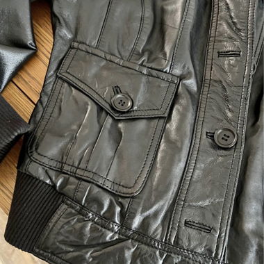 echte Leder-Vintage-Jacke schwarz M