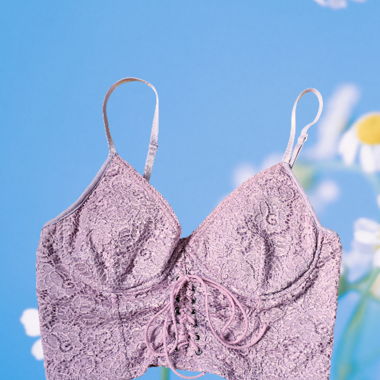 Crop top dentelle lilas/rose