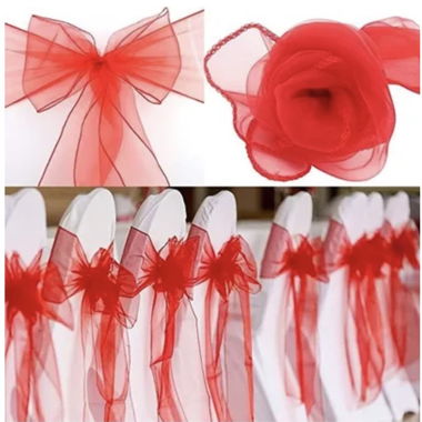 Roter Stuhlschleifen aus Organza 200er-Pack.