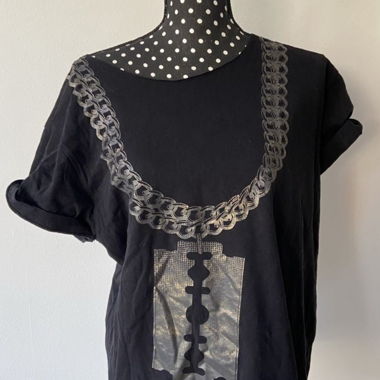 T-shirt graphique noir à imprimé chaîne Streetstyle