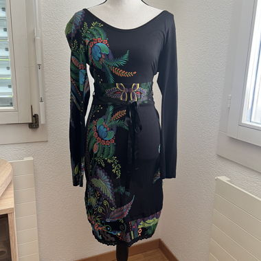 Robe longue à manches longues Desigual noire et multicolore