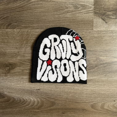 Bonnet noir avec inscription GROOVY VISIONS
