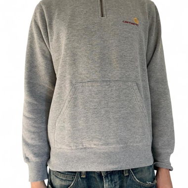 Felpa Carhartt grigia con mezza cerniera