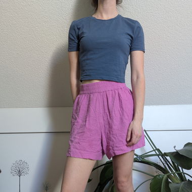 Shorts en mousseline rose M