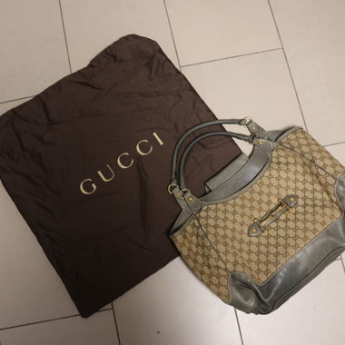 Gucci Canvas Handtasche mit Lederdetails