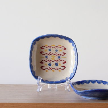 Vintage 1950 Studio Keramik blaue Snackschalen