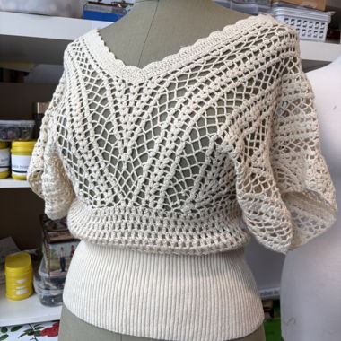 Crochet Knit Off-Shoulder Top