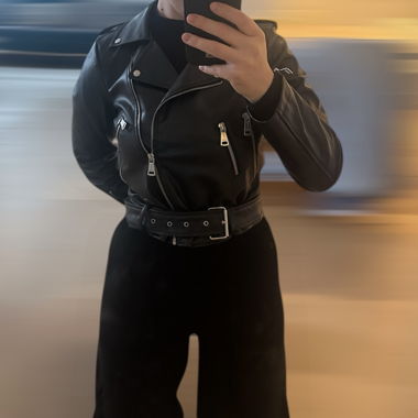 Giacca biker in ecopelle nera