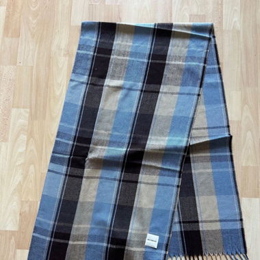 Neu! Winterschal blau kariert Fransen kuschelig