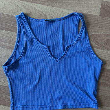Crop Top côtelé bleu