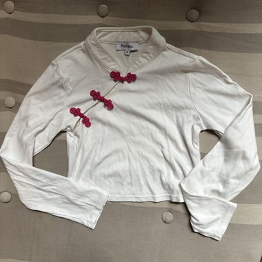 Pomelo white cropped long sleeve top 