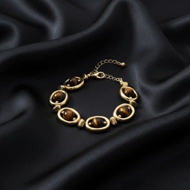 Vintage Gold-Ton Tigerauge-Armband