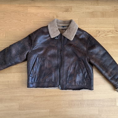 Veste en faux shearling - marron