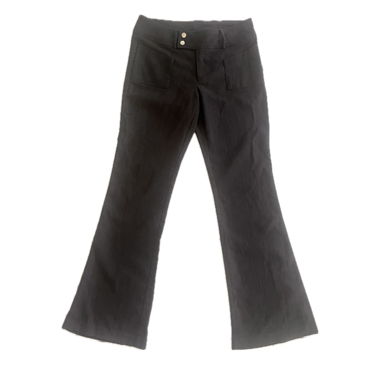 grey, lowrise, flare dress pants