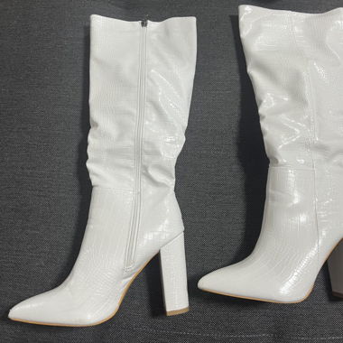 Bottes à talon Shein blanches à motif serpent 